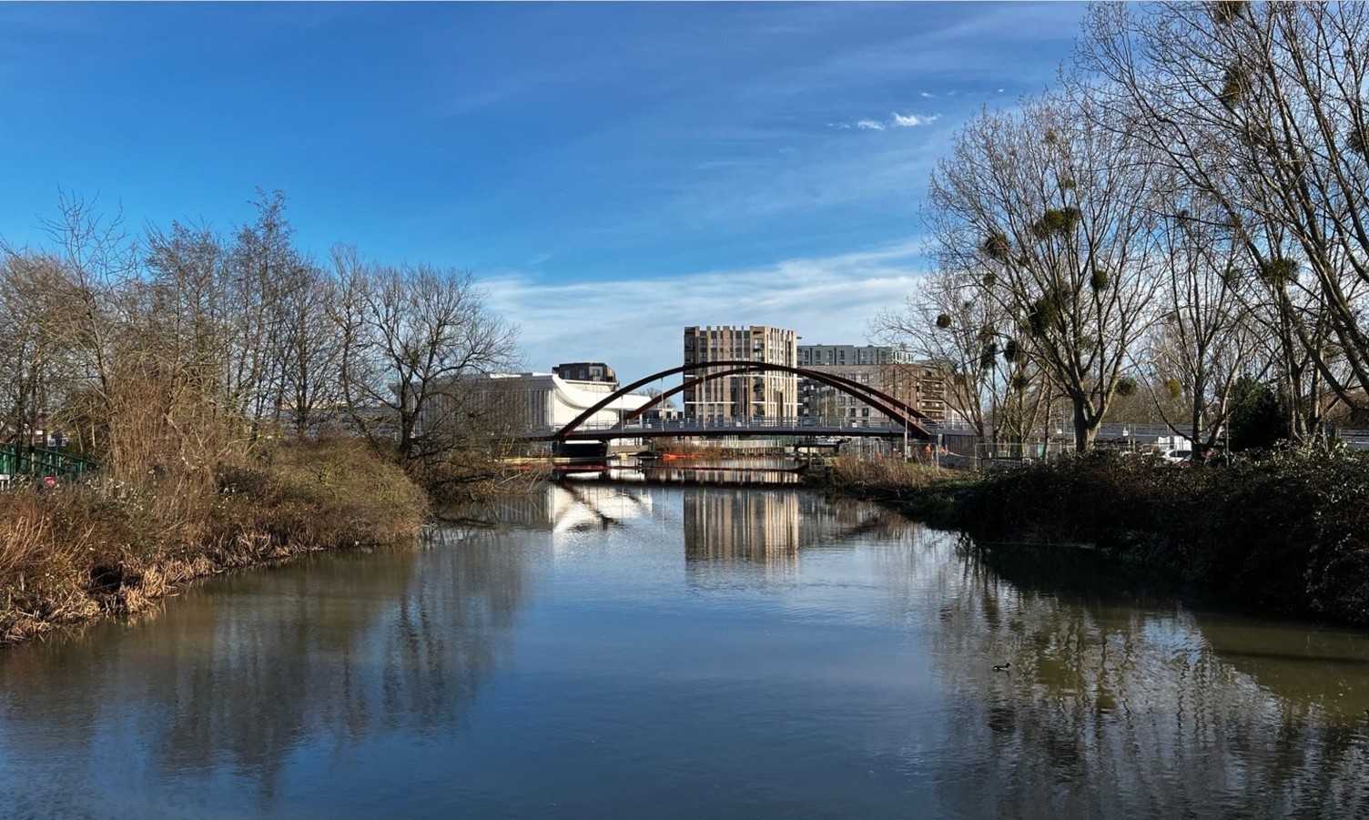 A waterside bridge in the centre of Chelmsford 